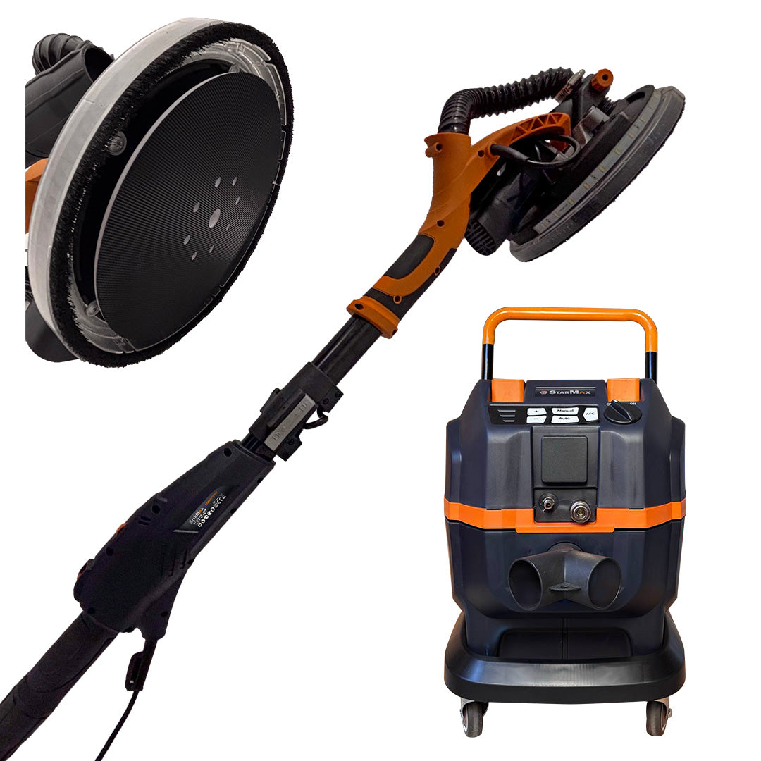 Set slefuitor glet de pereti telescopic 710 W, si aspirator 1400W umed/uscat STARMAX 3800-EU clasa M Set slefuitor glet de pereti telescopic 710 W, si aspirator 1400W umed/uscat STARMAX 3800-EU clasa M